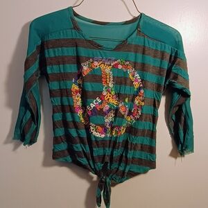 Extremely Me Striped Teal and Gray Top